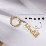 Portachiavi amelia rettangolare in oro per aggiungere decorazioni