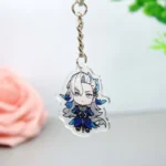 Genshin Impact Acryl-Schlüsselanhänger mit einem blau-weißen Anime-Charakter in leuchtenden Farben und aufwändigem Design.