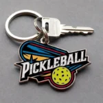 Ein farbenfroher Pickleball-Schlüsselanhänger mit Miniatur-Pickleball-Motiv, perfekt für Fans und Spieler gleichermaßen.