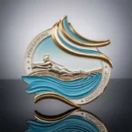 Une médaille de natation personnalisée représentant un nageur dans l'eau, représentant le dévouement et le succès dans les compétitions de natation.