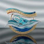 Une médaille de natation personnalisée représentant un nageur dans l'eau, représentant le dévouement et le succès dans les compétitions de natation.