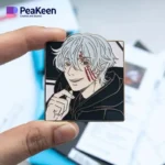 A vibrant anime pin badge featuring a popular character, perfect for collectors and fans of anime merchandise.