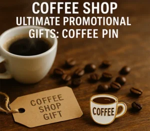 A coffee shop gift pin featuring a coffee cup design, perfect for coffee lovers and enthusiasts.
